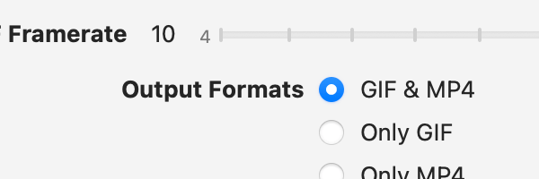 A screenshot of the
    captura preferences window showing the formats selection screen.